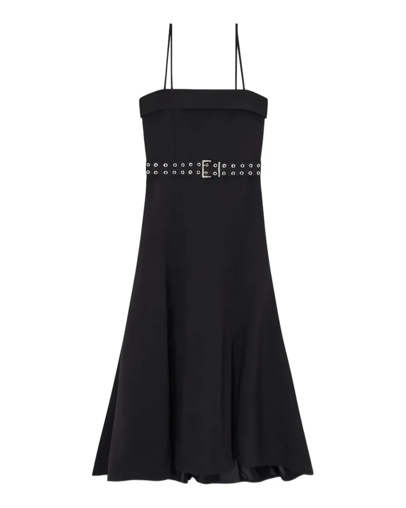 Ganni Midikleid mit Gürtel - Schwarz Schwarz