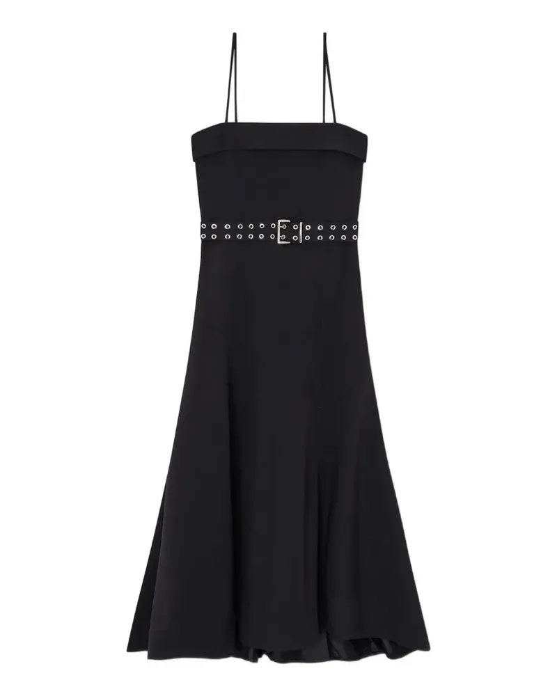 Ganni Midikleid mit Gürtel - Schwarz Schwarz