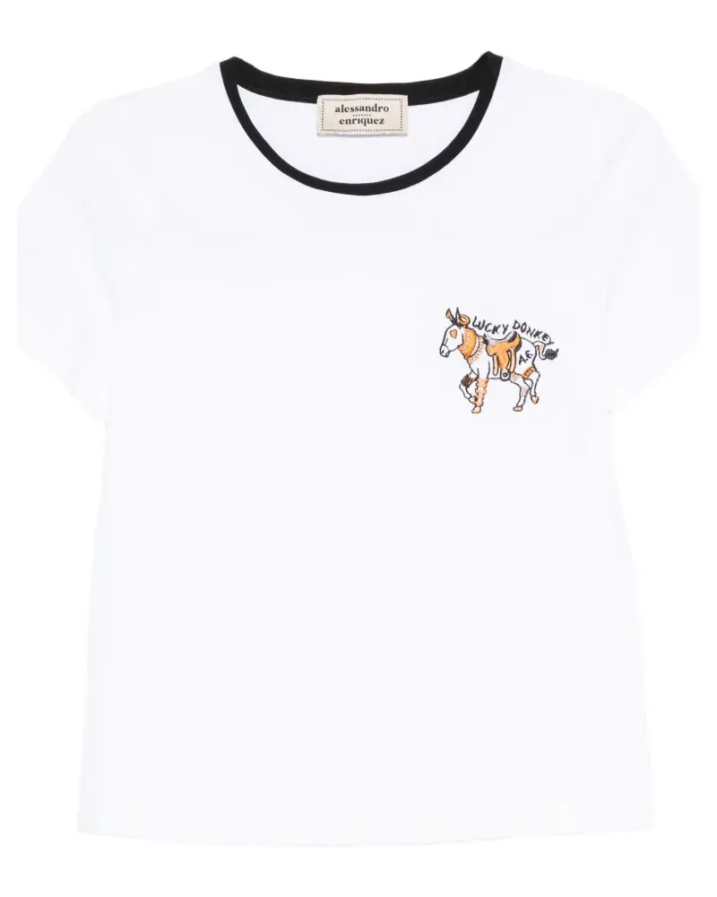 Alessandro Enriquez T-Shirt mit Stickerei - Weiß Weiß