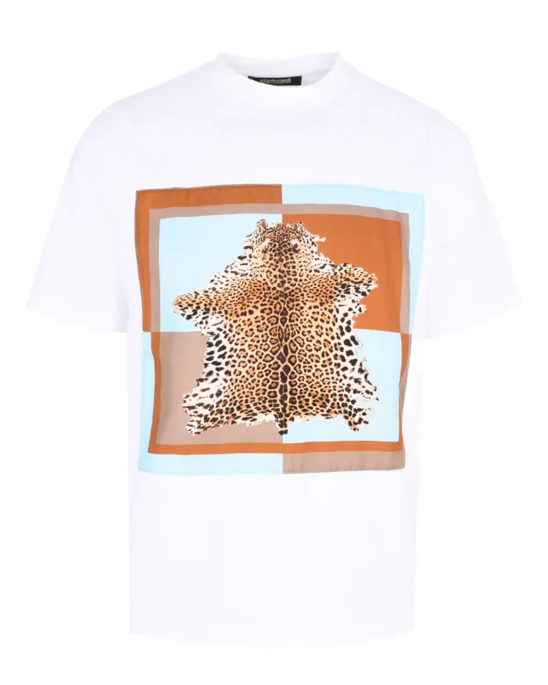 Roberto Cavalli T-Shirt mit Leoparden-Print - Weiß Weiß