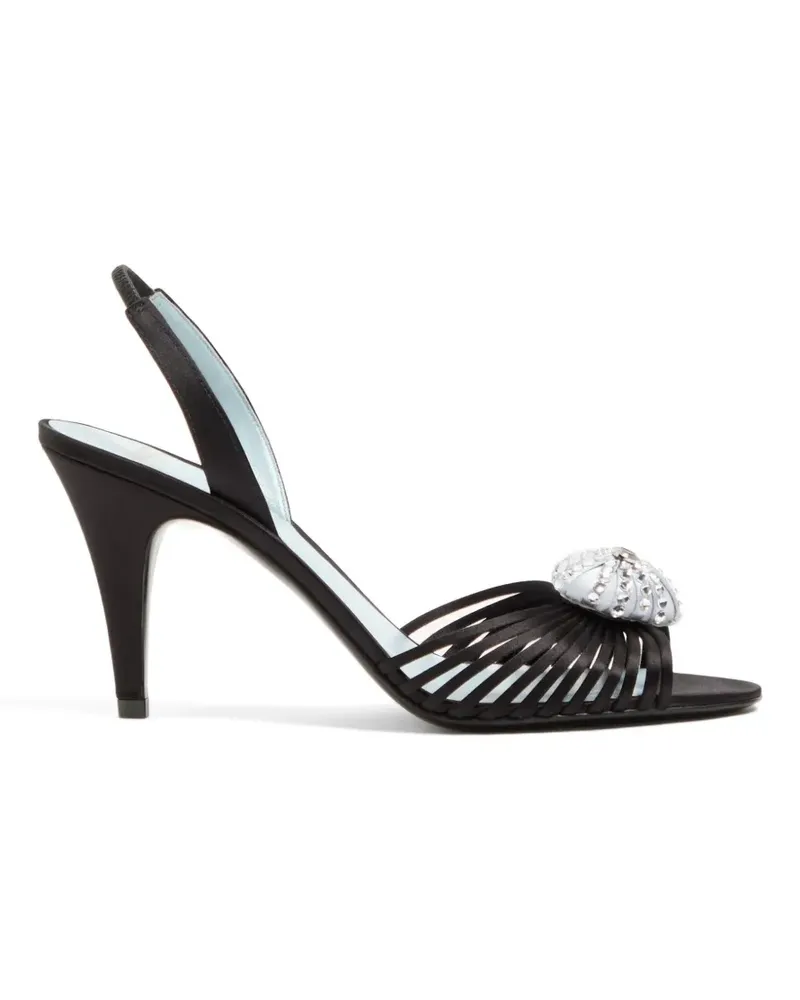 Valentino Garavani Coeur Royal Sandalen aus Satin 85mm - Schwarz Schwarz