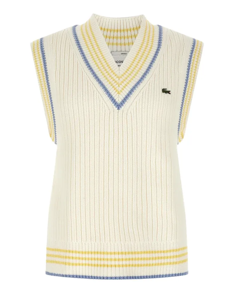 Lacoste V-neck logo-patch vest - Weiß Weiß
