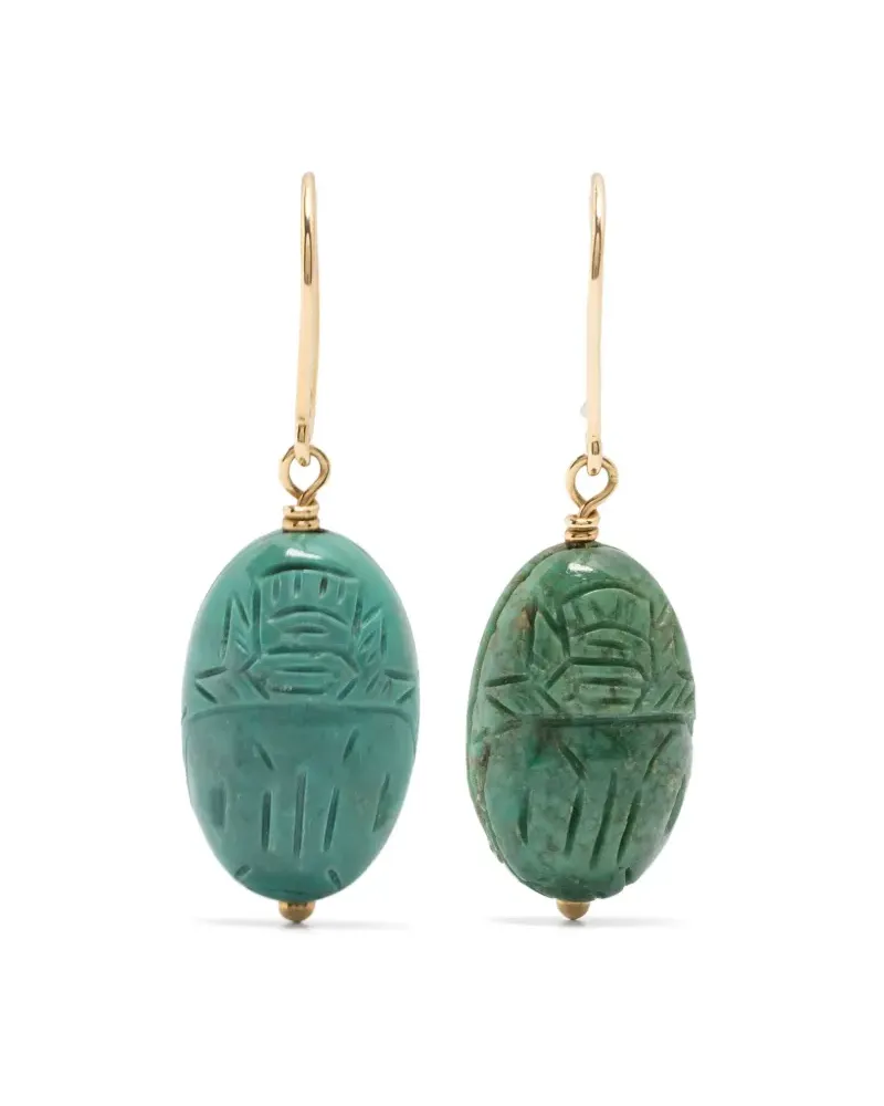 Aurélie Bidermann 18kt Scarabs Gelbgoldohrringe mit Türkis Gold