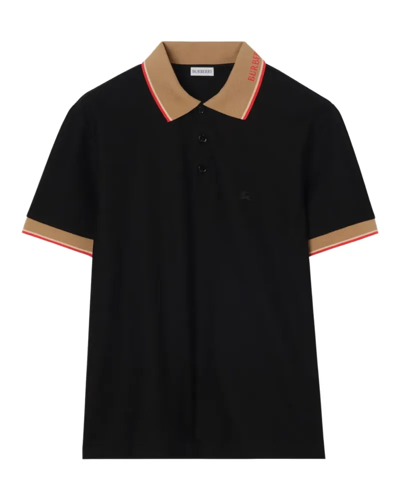 Burberry logo collar cotton polo shirt - Schwarz Schwarz