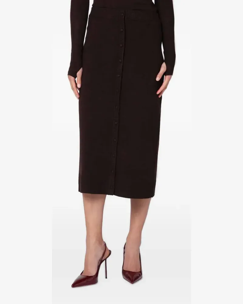Victoria Beckham button-up knitted midi skirt - Braun Braun