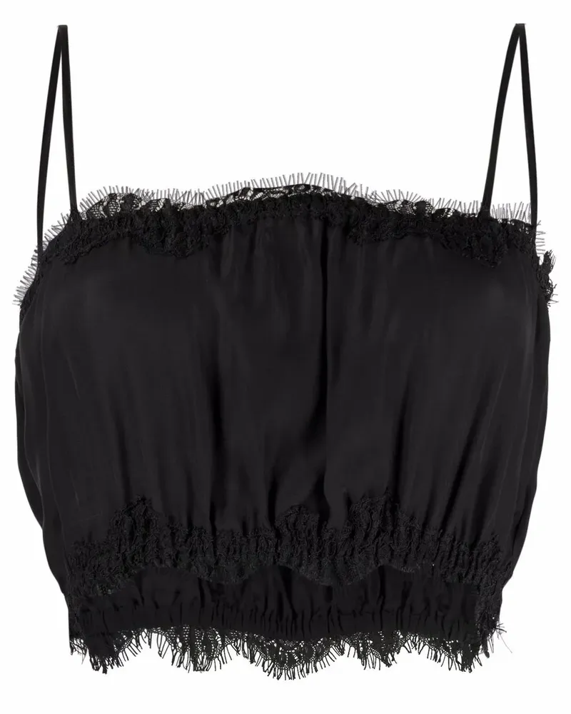 Gold Hawk Clothing Cropped-Seidentop mit Spitzenborten - Schwarz Schwarz