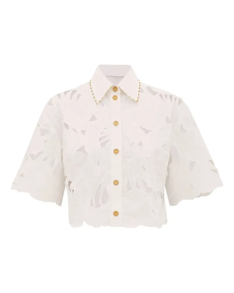 Zimmermann Besticktes Hemd mit Cut-Out - Weiß Weiß