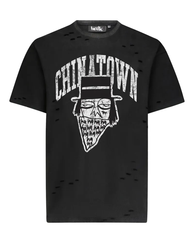 Haculla Chinatown T-Shirt im Distressed-Look - Schwarz Schwarz