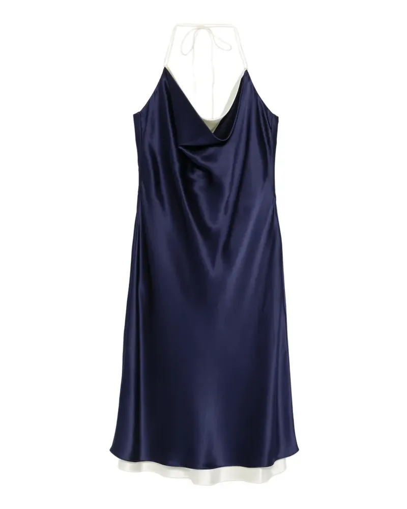 TOVE Joss Midikleid mit Wasserfallkragen - Blau Blau