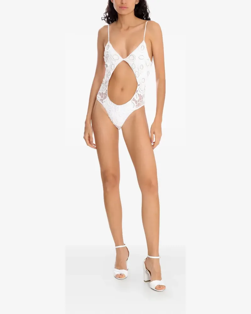 Amir Slama Verzierter Badeanzug mit Cut-Out - Weiß Weiß