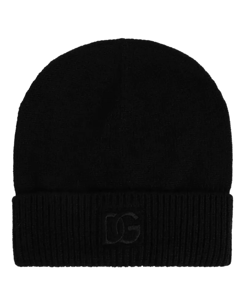 Dolce & Gabbana Beanie mit DG-Applikation - Schwarz Schwarz