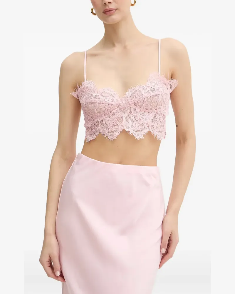 Bardot Linella lace-trim crop top - Rosa Rosa