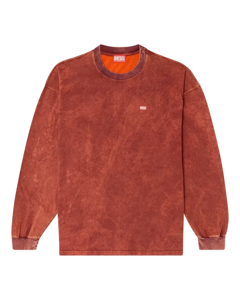 Diesel T-Boxt-LS-T3 Langarmshirt mit Acid-Wash-Effekt - Orange Orange