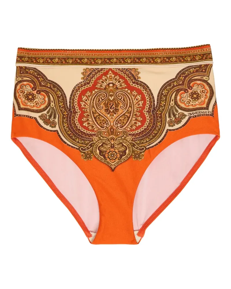Zimmermann Mahon paisley-print bikini bottoms - Orange Orange