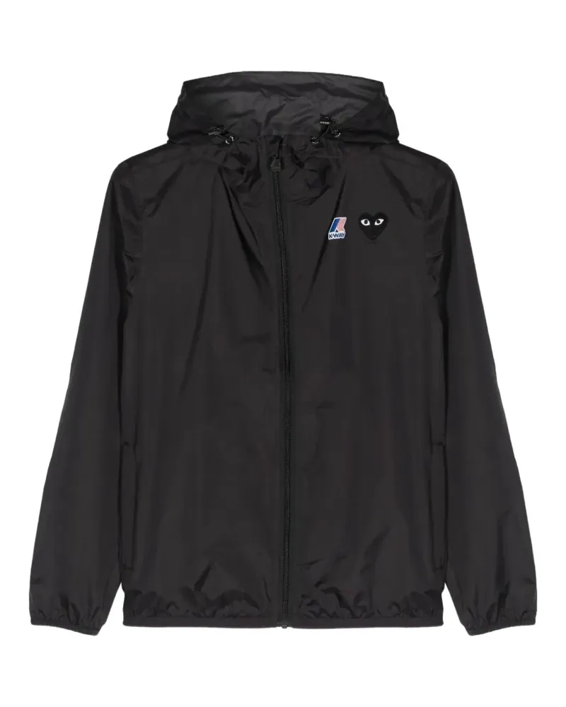 Comme des Garçons x K-Way logo-patch hooded jacket - Schwarz Schwarz
