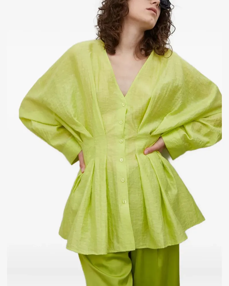 Samsøe & Samsøe Geknöpftes Oberteil mit Falten - Grün Grün