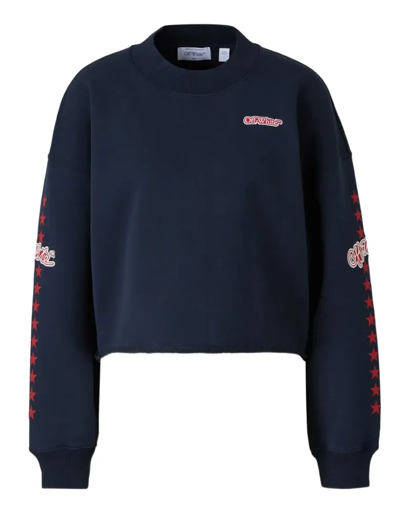 OFF-WHITE logo-embroidered star-print sweatshirt - Blau Blau