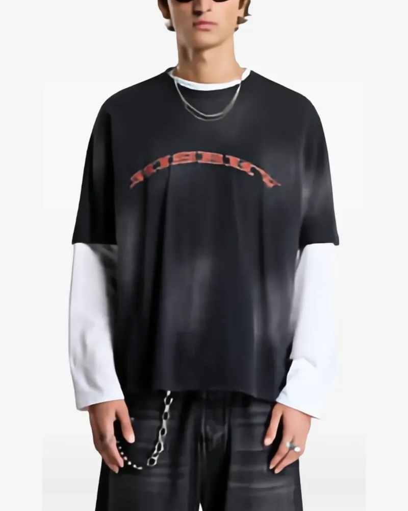 MISBHV logo-print faded-effect T-shirt - Schwarz Schwarz