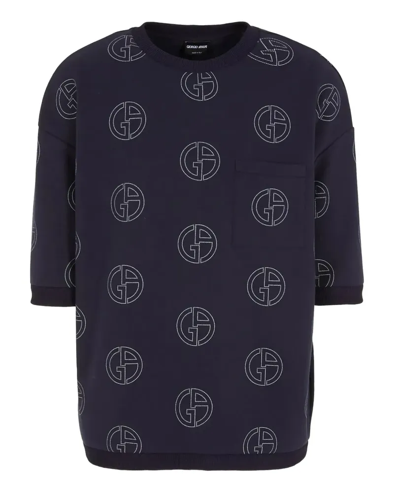 Giorgio Armani Sweatshirt mit Monogrammmuster - Schwarz Schwarz