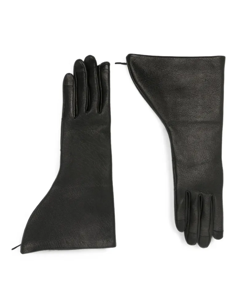 Rick Owens asymmetric leather gloves - Schwarz Schwarz