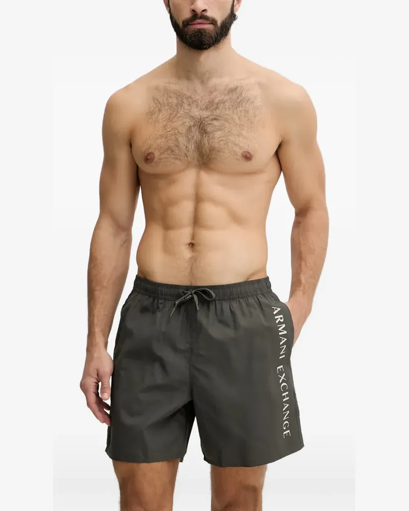 Armani Exchange logo-print drawstring swim shorts - Grau Grau