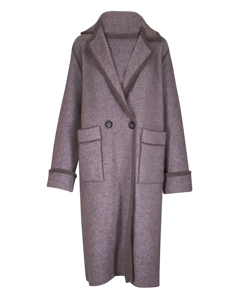 D.EXTERIOR Doppelreihiger Mantel mit Fischgrätenmuster - Grau Grau