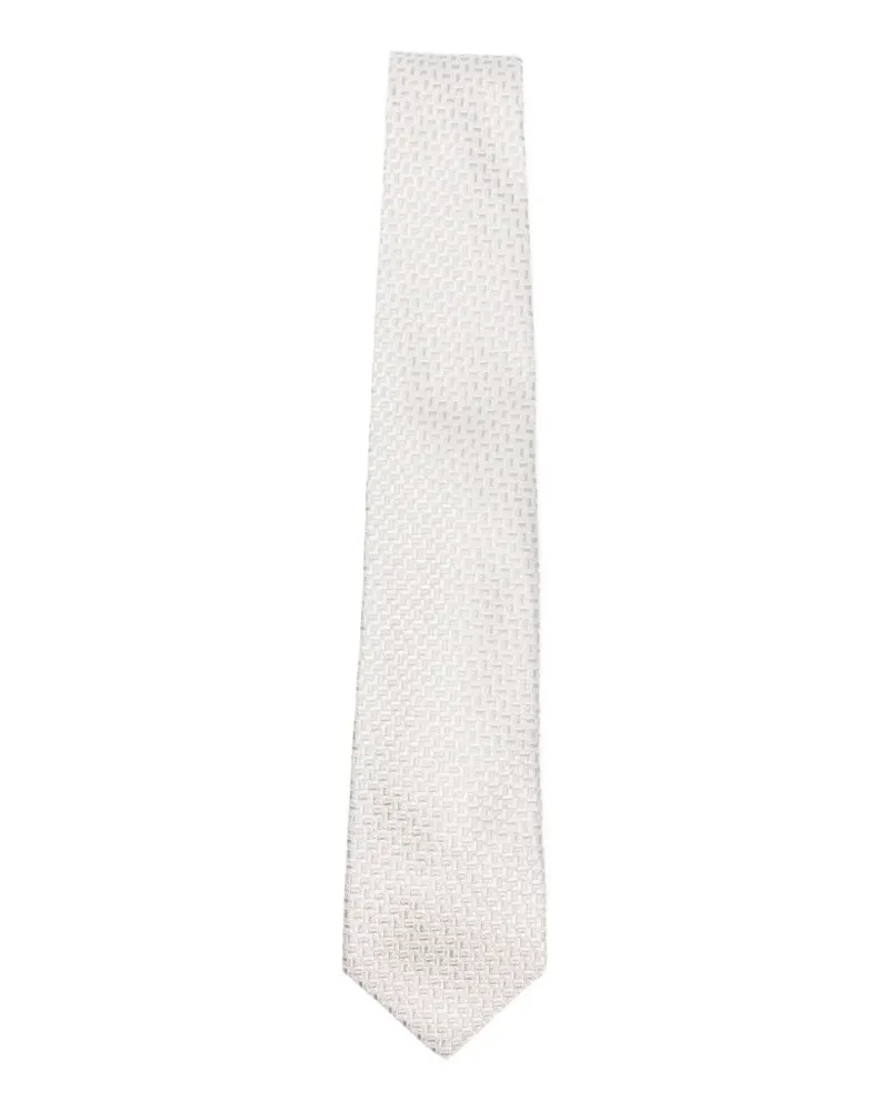 Kiton logo-patch tie - Nude Nude