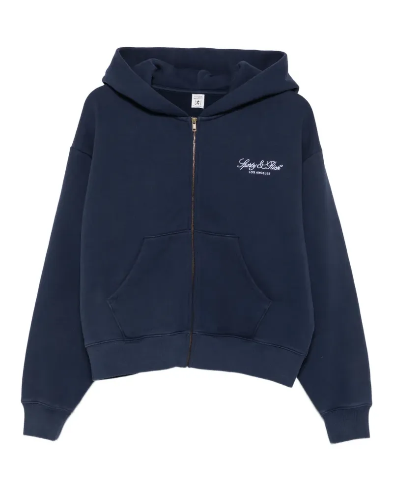 SPORTY & RICH logo-embroidered zip-up hoodie - Blau Blau