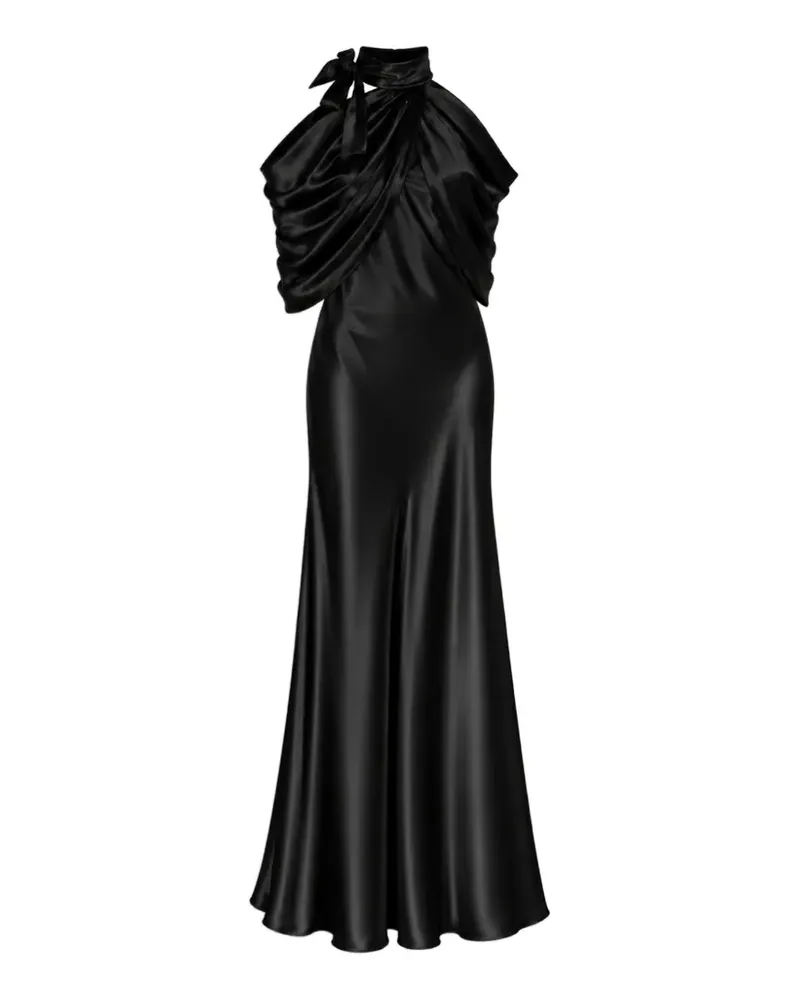 Alberta Ferretti draped bow-detail maxi dress - Schwarz Schwarz