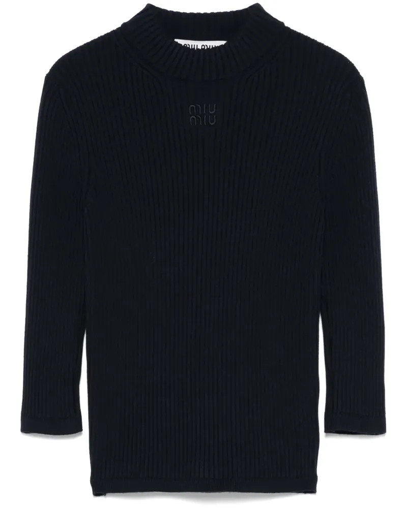 Miu Miu Pullover mit Logo-Stickerei - Blau Blau