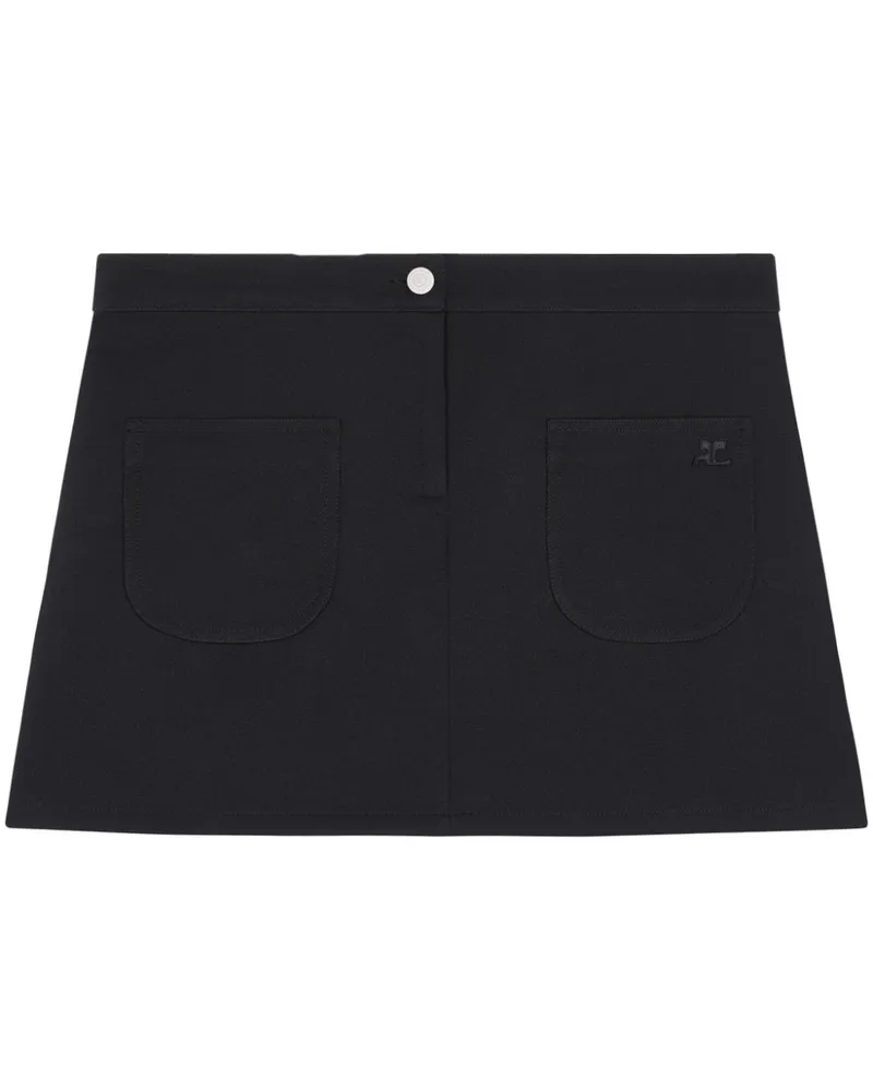 Courrèges Twill-Minirock mit Logo-Applikation - Schwarz Schwarz