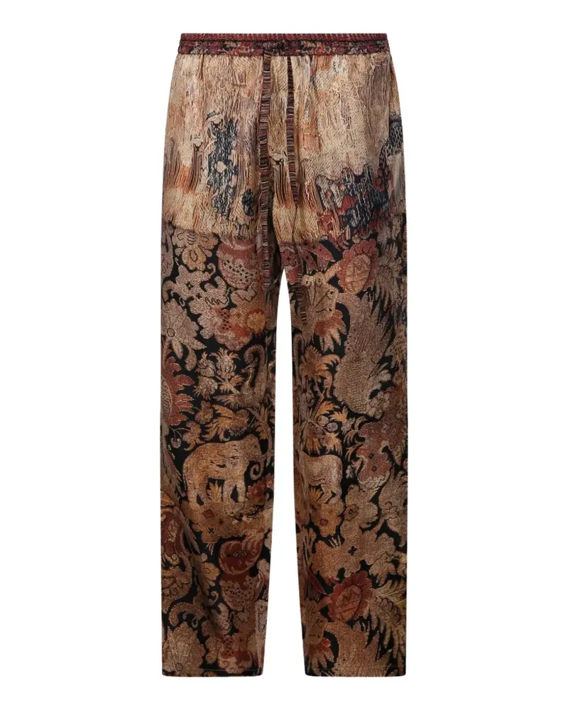 Pierre-Louis Mascia Aloe patterned-jacquard trousers - Gold Gold