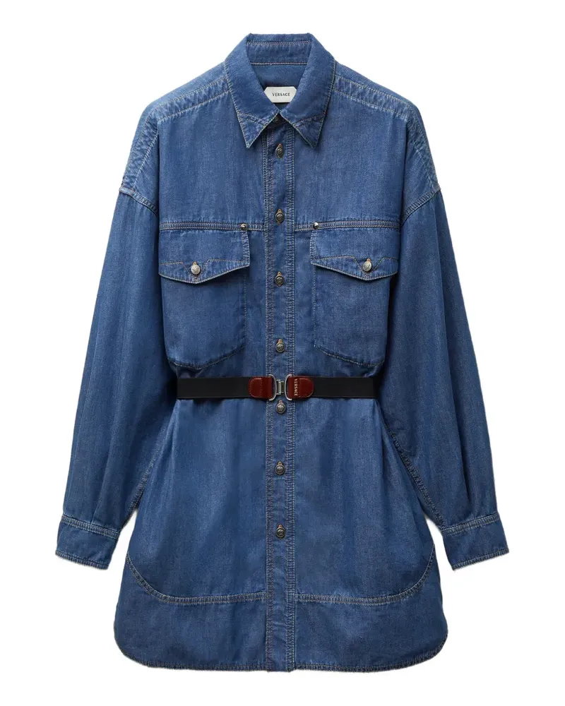 Versace Chambray Denim Minikleid - Blau Blau