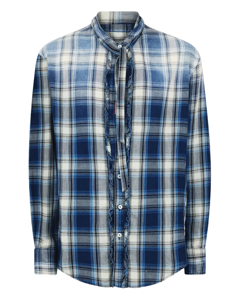 Dsquared2 Kariertes Hemd mit Rüschen - Blau Blau