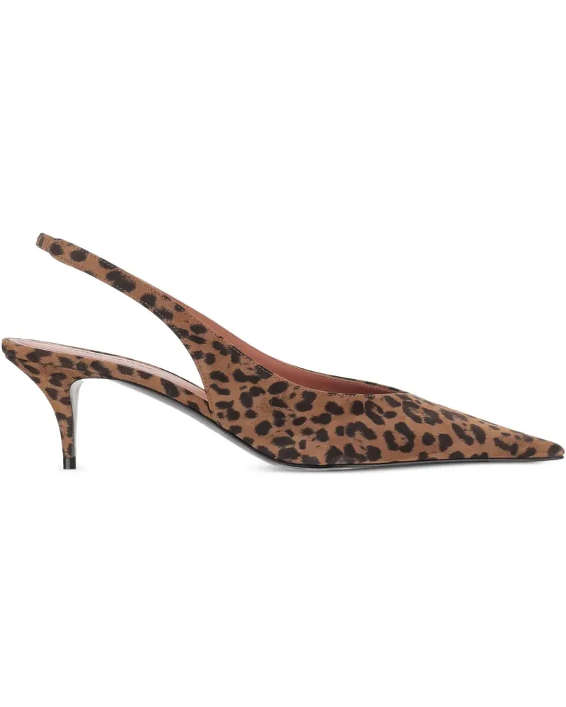 Amina Muaddi Anok Slingback-Pumps mit Animal-Print 55mm - Braun Braun