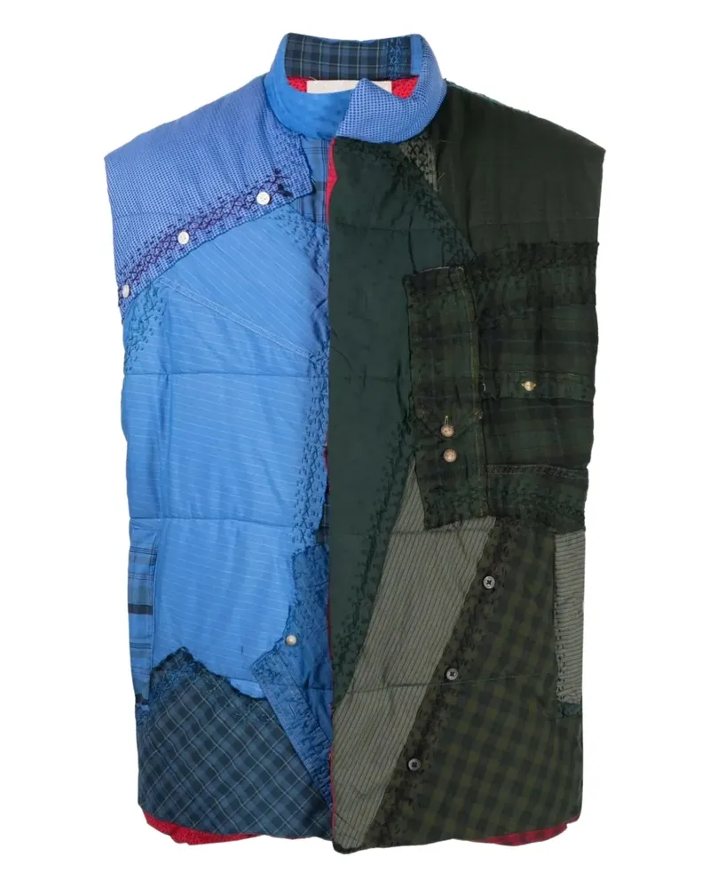 BY WALID Gefütterte Patchwork-Weste - Blau Blau