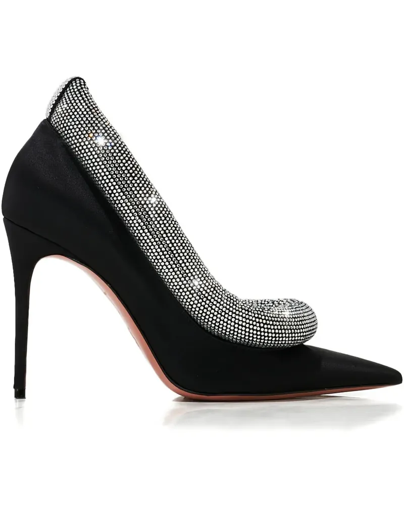 Amina Muaddi Yoon Pumps mit Kristallen 105mm - Schwarz Schwarz