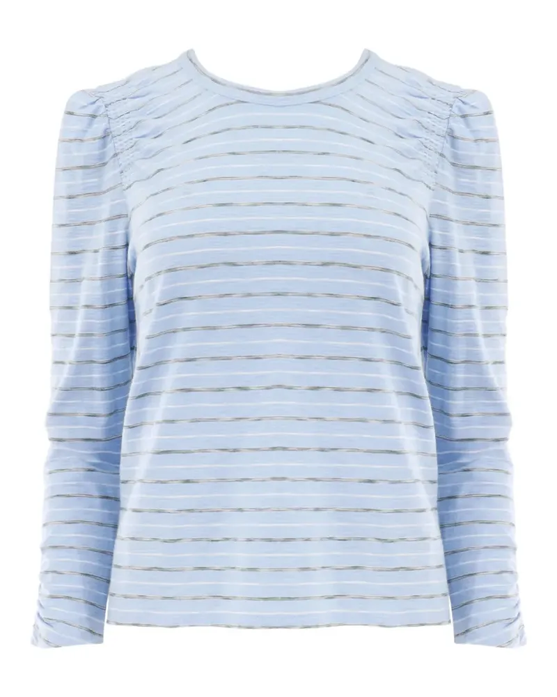 Veronica Beard Gestreiftes Bouvet T-Shirt mit Raffungen - Blau Blau