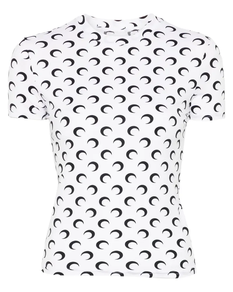 Marine Serre T-Shirt mit Sichelmond-Print - Weiß Weiß