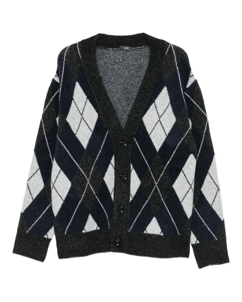 HOSIO argyle-knit cardigan - Grau Grau