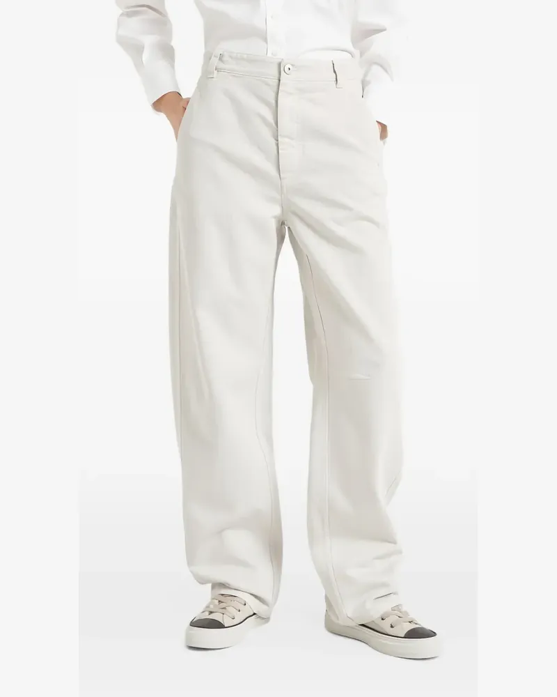 Brunello Cucinelli warm wide Leg cotton blend trousers - Nude Nude