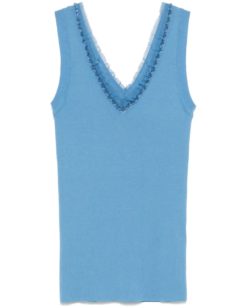 P.A.R.O.S.H. P.A.R.O H. Geripptes Tanktop - Blau Blau