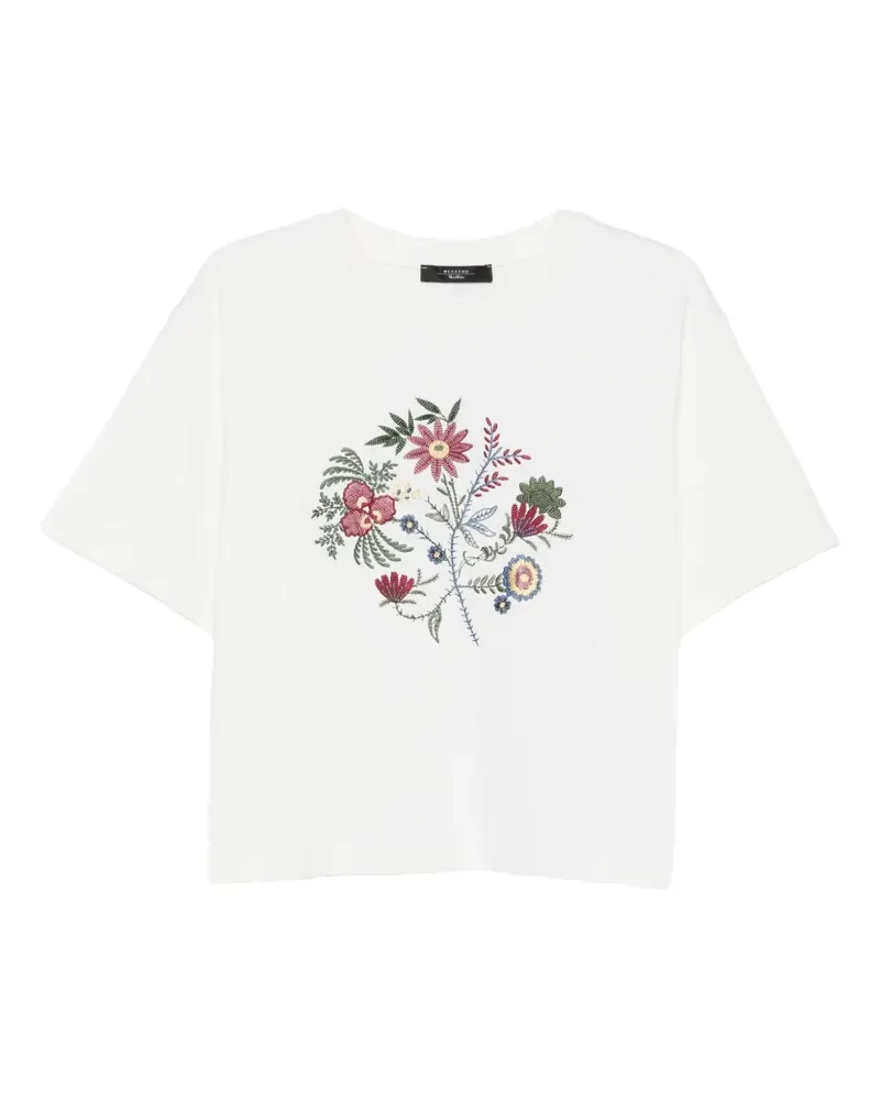 Max Mara floral-embroidered T-shirt - Weiß Weiß