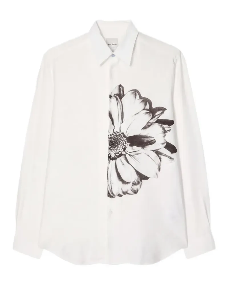 Paul Smith Placement Daisy Hemd aus weißem Viskosegemisch Weiß
