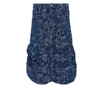 Drapierter Tapestry Jeansrock - Blau