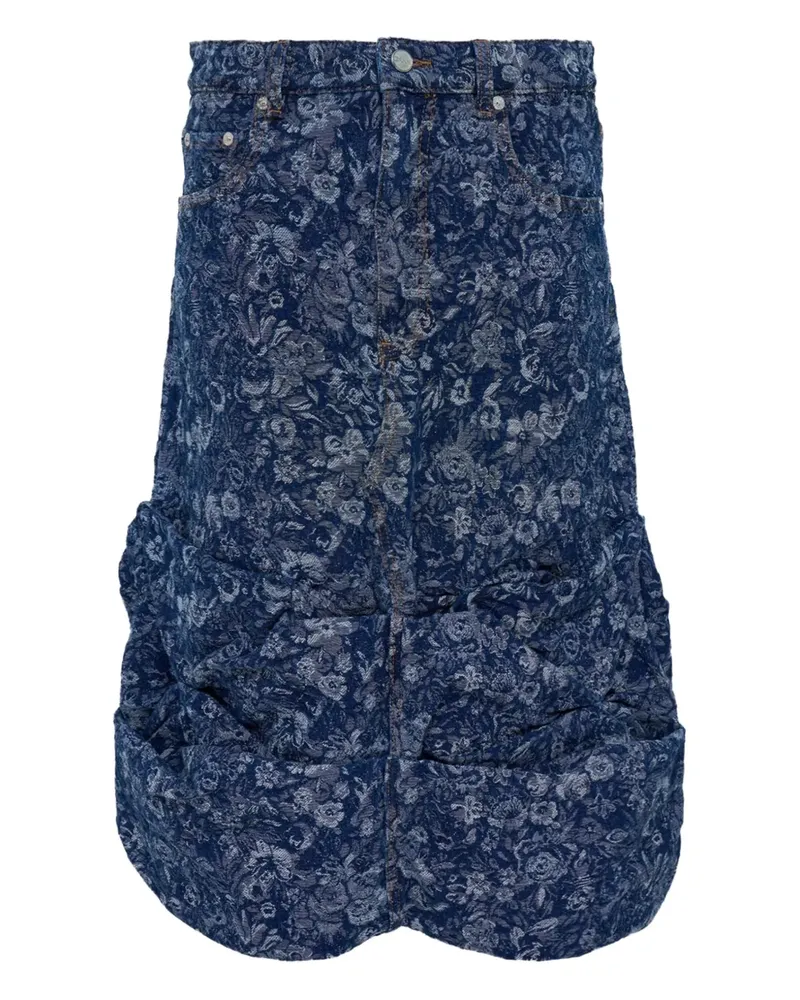 Ganni Tapestry denim draped asymmetric skirt - Blau Blau