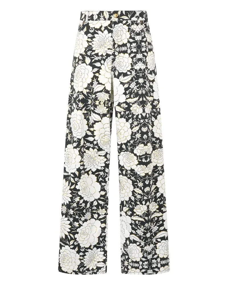 Roberto Cavalli Jeans mit Blumen-Print - Schwarz Schwarz