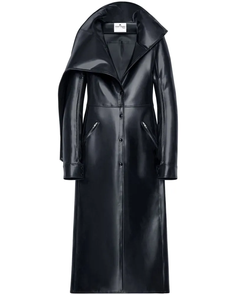 Courrèges Geknöpfter Latex-Trenchcoat - Schwarz Schwarz