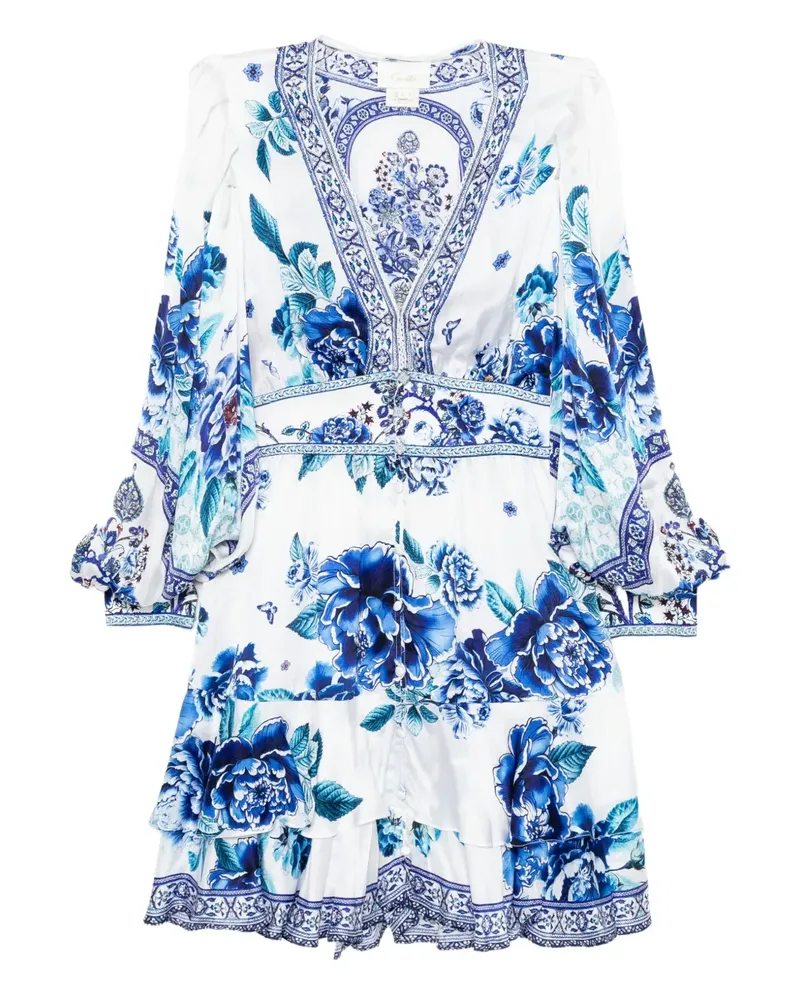 Camilla Rüschenkleid mit Knopfleiste - Weiß Weiß