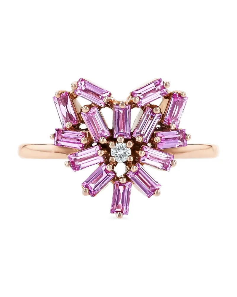 Suzanne Kalan 18kt Rotgoldring mit Diamant und rosa Saphir Gold